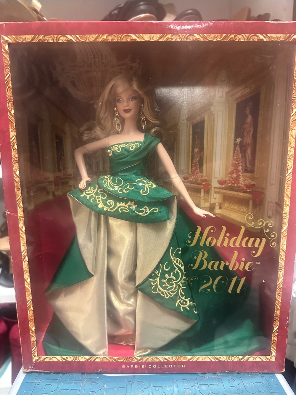 Barbie Holiday Doll in Green and Gold Gown